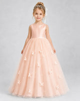 Blush Pink Tulle A-line Pageant Dress Front View