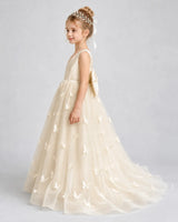 Champagne Tulle A-line Pageant Dress Side View