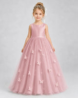 Dusty Rose Tulle A-line Pageant Dress Front View