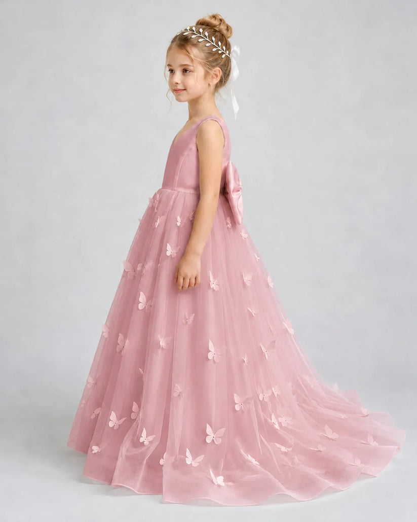 Dusty Rose Tulle A-line Pageant Dress Side View