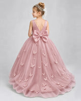 Dusty Rose Tulle Ball Gown Pageant Dress Back View
