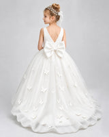 Ivory Tulle Ball Gown Pageant Dress Back View