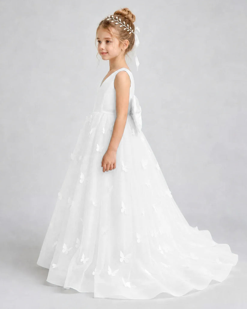 Ivory Tulle A-line Pageant Dress Side View