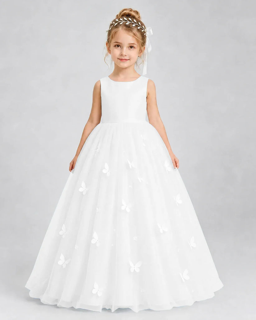 Ivory Tulle Ball Gown Pageant Dress Front View