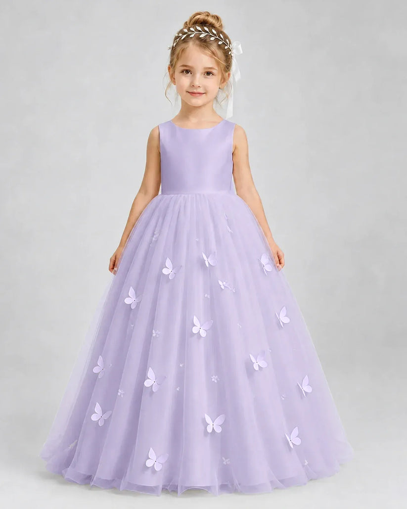 Lavender Tulle A-line Pageant Dress Front View