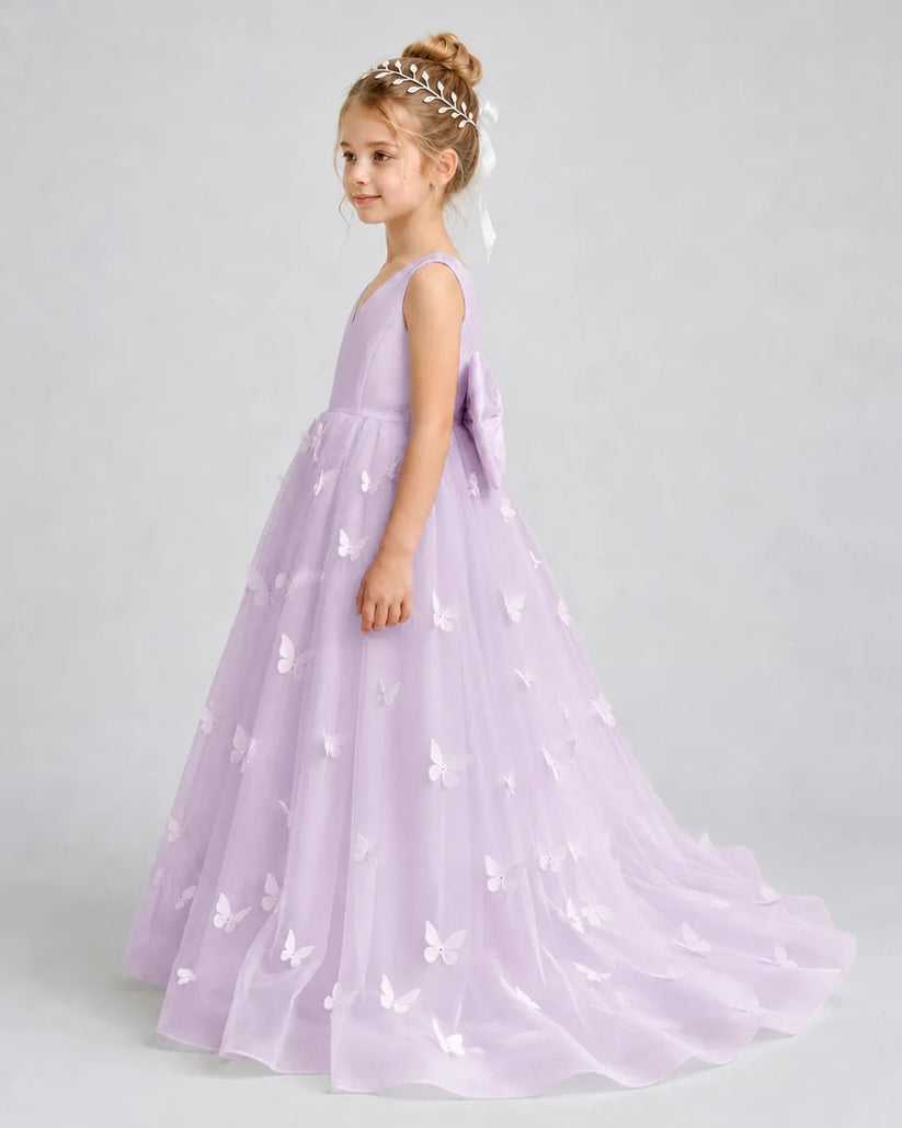 Lilac Tulle A-line Pageant Dress Side View