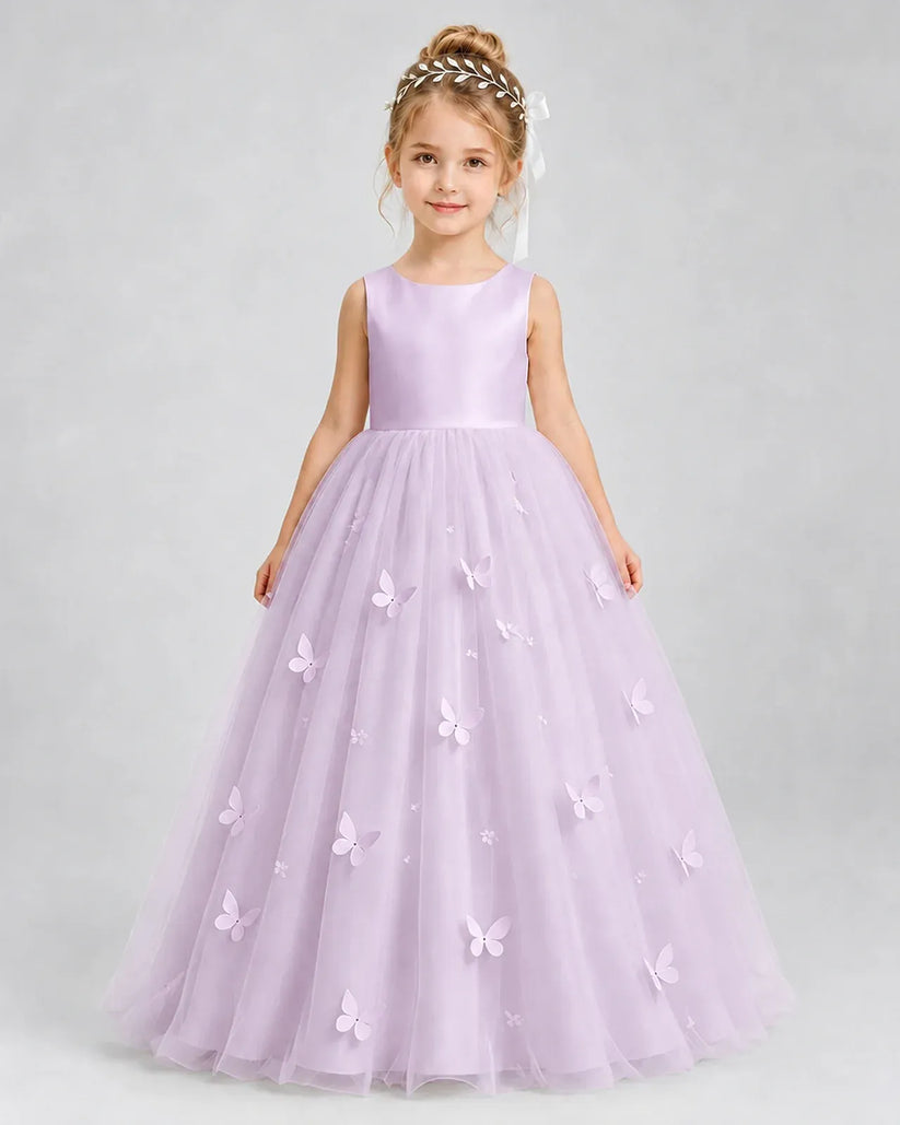 Lilac Tulle Ball Gown Pageant Dress Front View