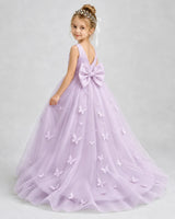 Lilac Tulle Ball Gown Pageant Dress Back View