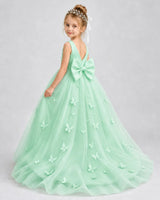 Mint Green Tulle A-line Pageant Dress Back View