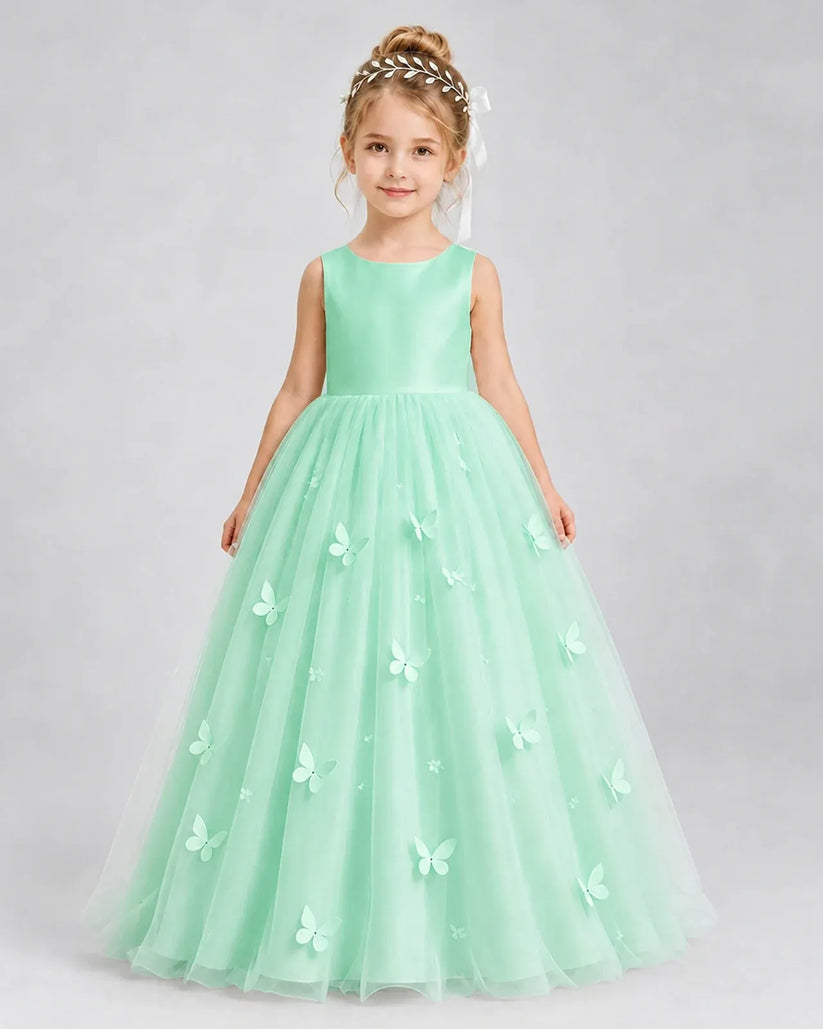 Mint Green Tulle A-line Pageant Dress Front View