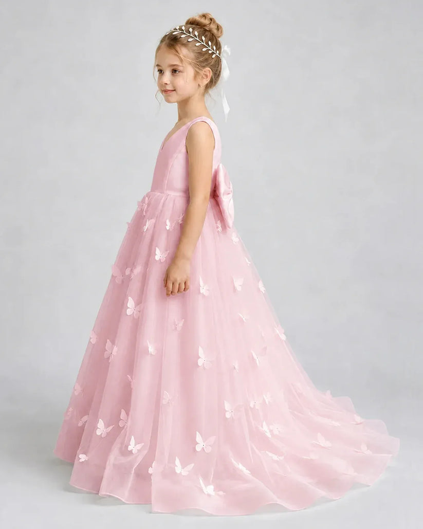 Pink Tulle A-line Pageant Dress Side View