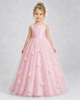 Pink Tulle A-line Pageant Dress Front View