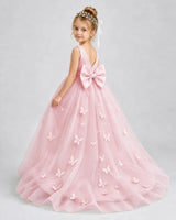 Pink Tulle Ball Gown Pageant Dress Back View