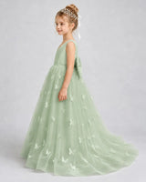 Sage Green Tulle A-line Pageant Dress Side View