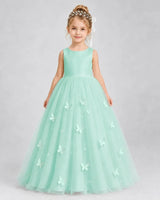 Turquoise Tulle Ball Gown Pageant Dress Front View