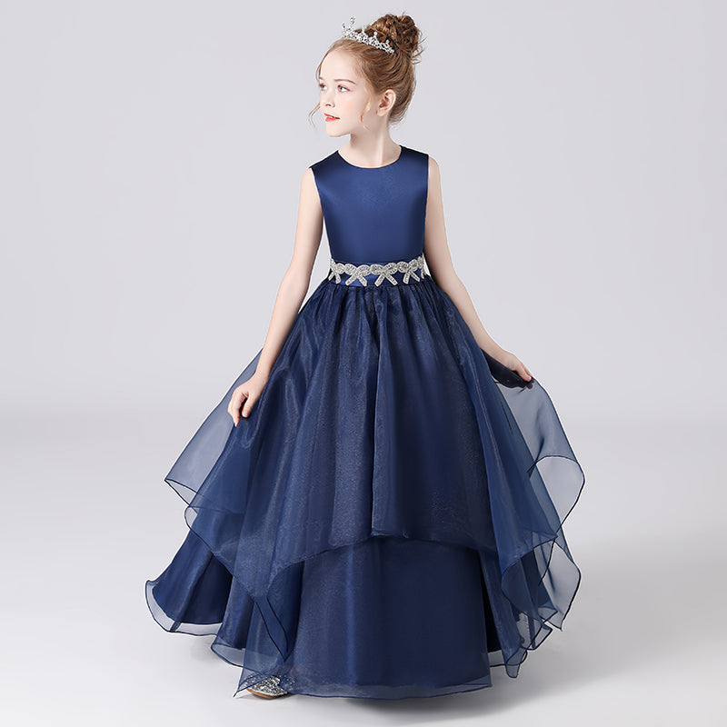 Sleeveless Flower Girls Dress Tulle Girls Birthday Party Dresses Formal Special Occasion Dress For Teens Junior Bridesmaid Pageant Ball Gown