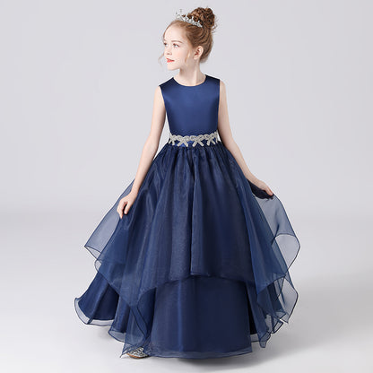Sleeveless Flower Girls Dress Tulle Girls Birthday Party Dresses Formal Special Occasion Dress For Teens Junior Bridesmaid Pageant Ball Gown