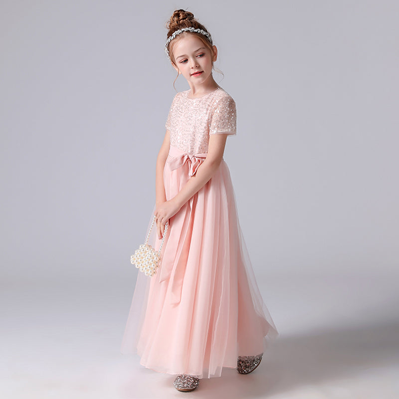 Dideyttawl Pink Flower Girl Dresses for Wedding Sequin Princess Dress