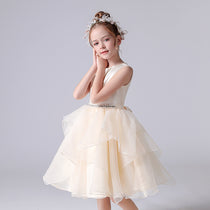 Champagne Flower Girl Dress Junior Bridesmaid Dresses For Wedding Princess Tulle Party Dresses Sleeveless