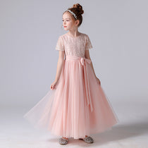 Dideyttawl Pink Flower Girl Dresses for Wedding Sequin Princess Dress