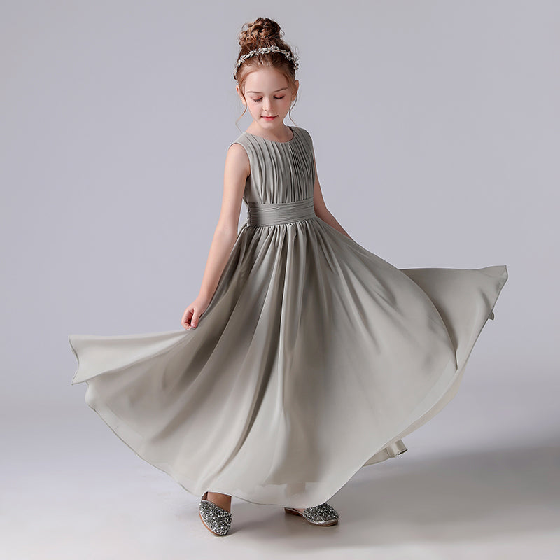 Junior Bridesmaid Dresses For Wedding Chiffon Flower Girl Dresses Formal Ball Gown Sleeveless