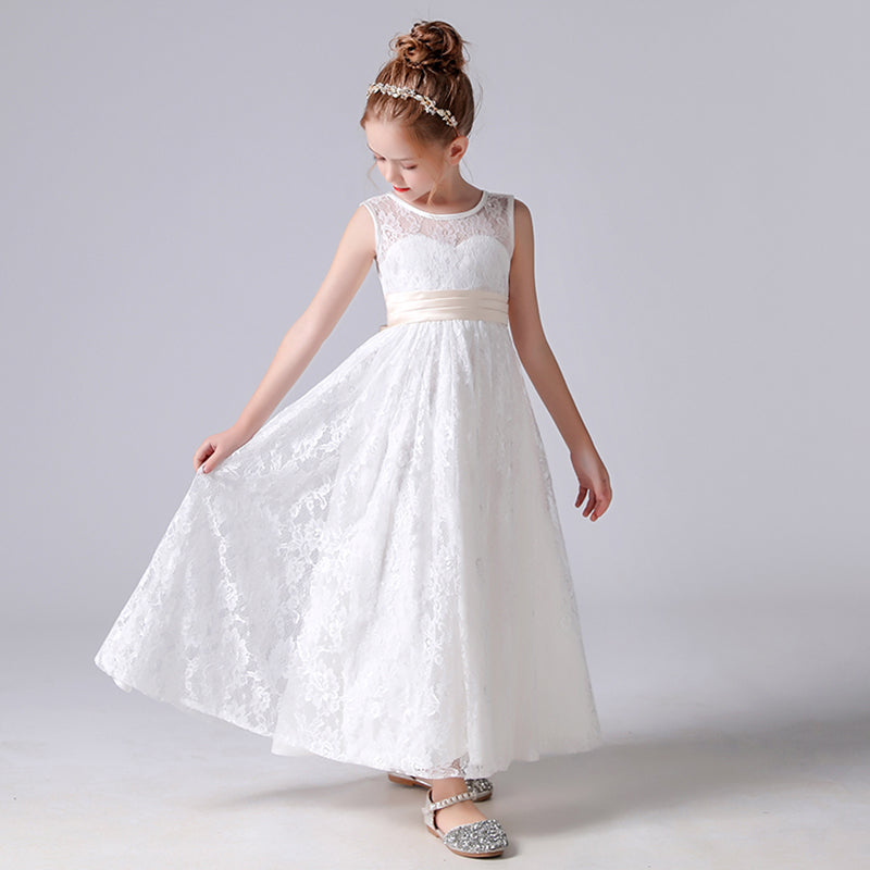 Flower Girl Dresses For Wedding Lace Pagaent Ball Gown Girls Birthday Party Dress Sleeveless
