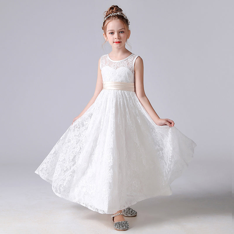 Dideyttawl Lace Flower Girl Dresses For Wedding Pagaent Ball Gown Girls Birthday Party Dress Sleeveless
