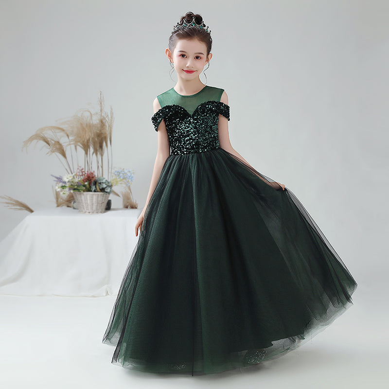 Off Shoulder Pageant Dresses For Teen Girls Sequins Long Evening Dress Flower Girls Dress Special Occasion dresses