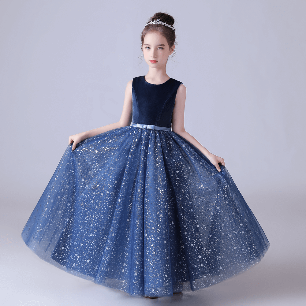 Girls Birthday Party Dresses Sequin Formal Dresses For Little Girls, Navy / Customize Girls Birthday Party Dresses Sequin Formal Dresses For Little Girls, Navy / Customize