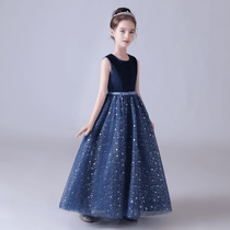 Dideyttawl Girls Navy Princess Dress Sparkle Tulle Formal Gown for Special Occasion