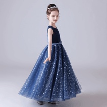 Dideyttawl Girls Navy Princess Dress Sparkle Tulle Formal Gown for Special Occasion