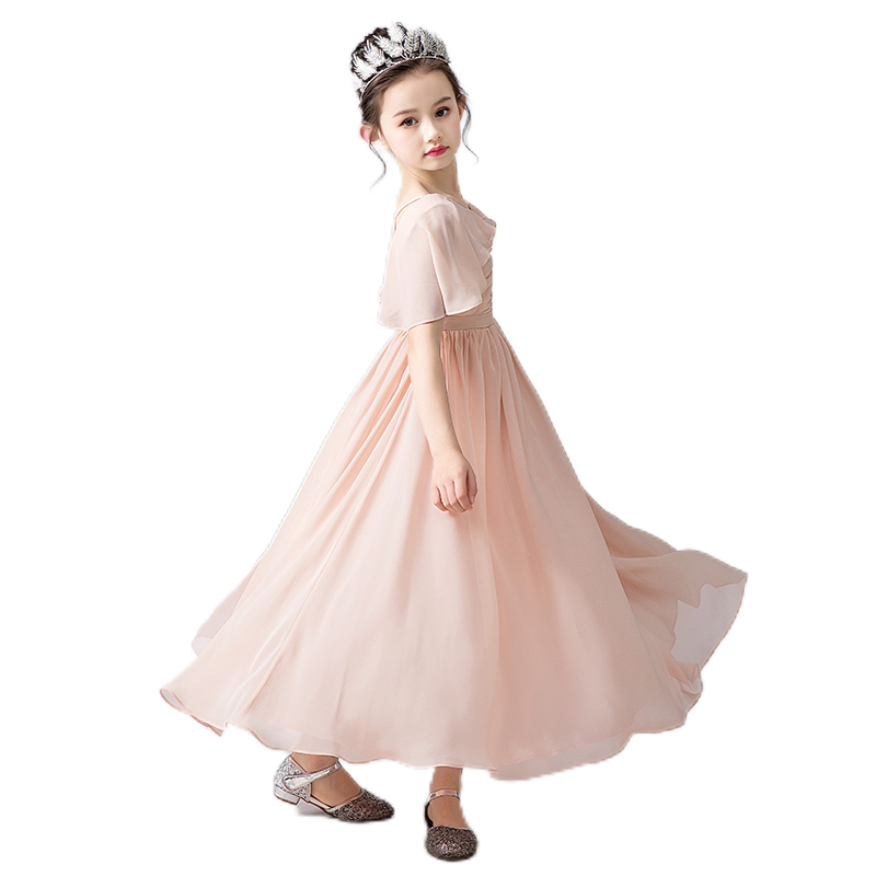 V-Neck Flower Girl Dresses Little Girl Bridesmaid Dress Chiffon Princess Party Dress Sleeveless, Flesh pink / 12 V-Neck Flower Girl Dresses Little Girl Bridesmaid Dress Chiffon Princess Party Dress Sleeveless, Flesh pink / 12