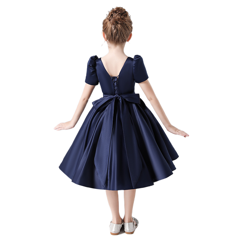 Flower Girl Dress Square Neck Little Girl Bridesmaid Dress Velvet Evening Party Dress