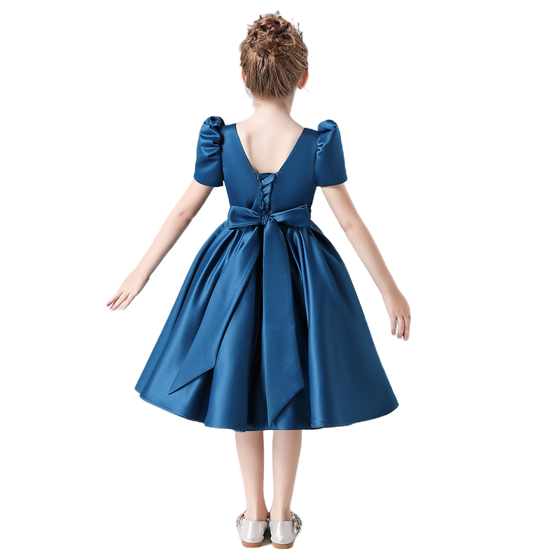 Flower Girl Dress Square Neck Little Girl Bridesmaid Dress Velvet Evening Party Dress