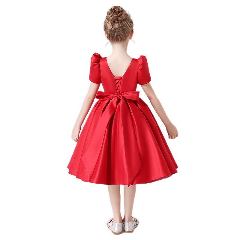 Flower Girl Dress Square Neck Little Girl Bridesmaid Dress Velvet Evening Party Dress