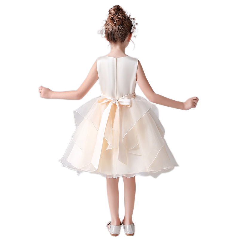 Champagne Flower Girl Dress Junior Bridesmaid Dresses For Wedding Princess Tulle Party Dresses Sleeveless
