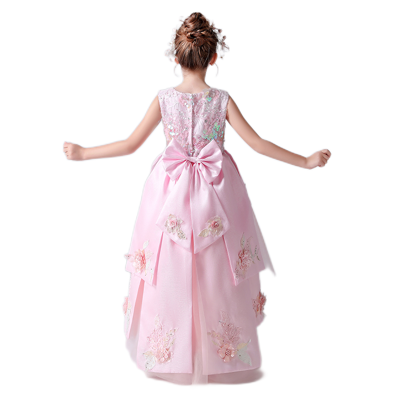 Crew Neck Junior Pageant Dresses Girls Sequin Birthday Party Dress Princess Flower Girl Dresses