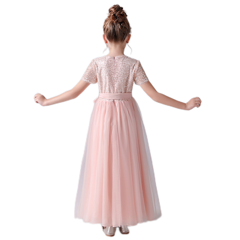 Pink Flower Girl Dresses For Wedding Sequin Junior Bridesmaid Dresses Tulle Princess Dress