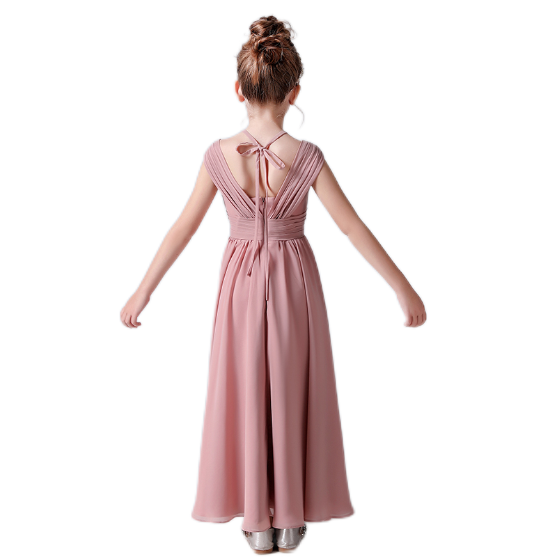 Junior Bridesmaid Dresses For Wedding Dusty Rose Chiffon Flower Girl Dresses Formal Pagaent Party Dresses Sleeveless