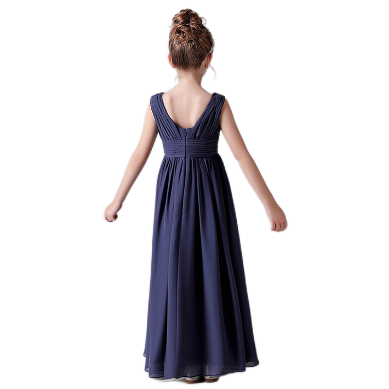 V-Neck Junior Bridesmaid Dresses For Wedding Chiffon Pageant Dress Girls Formal Occasion Dresses Full Length