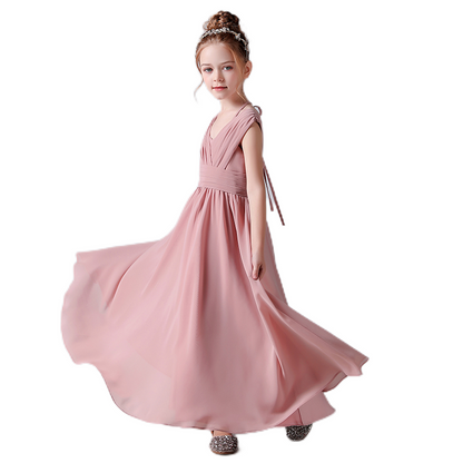 Junior Bridesmaid Dresses For Wedding Dusty Rose Chiffon Flower Girl Dresses Formal Pagaent Party Dresses Sleeveless