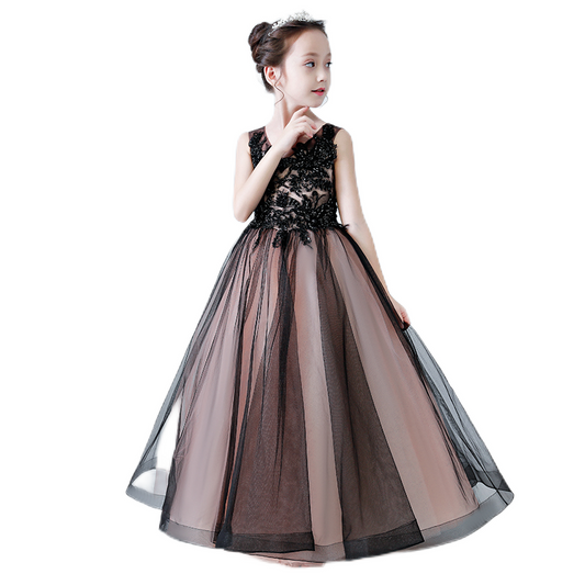 Junior Beaded Special Occasion Dresses V-Neck Princess Party Dress For Girls Tulle Ball Gown