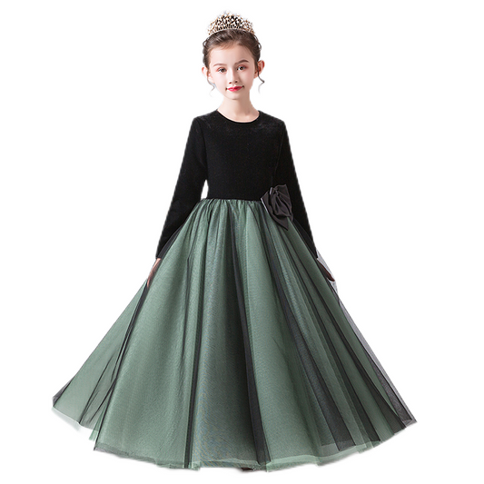 Girls Dark Green Pageant Dress Velevt dresses for special occasions Floor Length Formal Teen Girl Gown