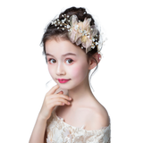 Gold Pearl Tulle Hair Accessories Side View