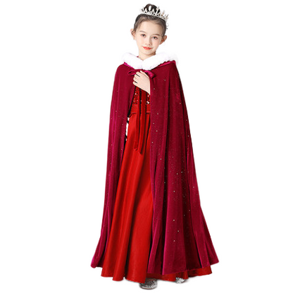 little Girl Dress Cape Princess Style Coat Floor Length