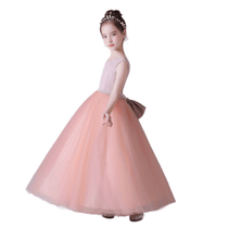 Dideyttawl Girls Blush Pink Princess Dress Sleeveless Tulle Ball Gown for Wedding Party