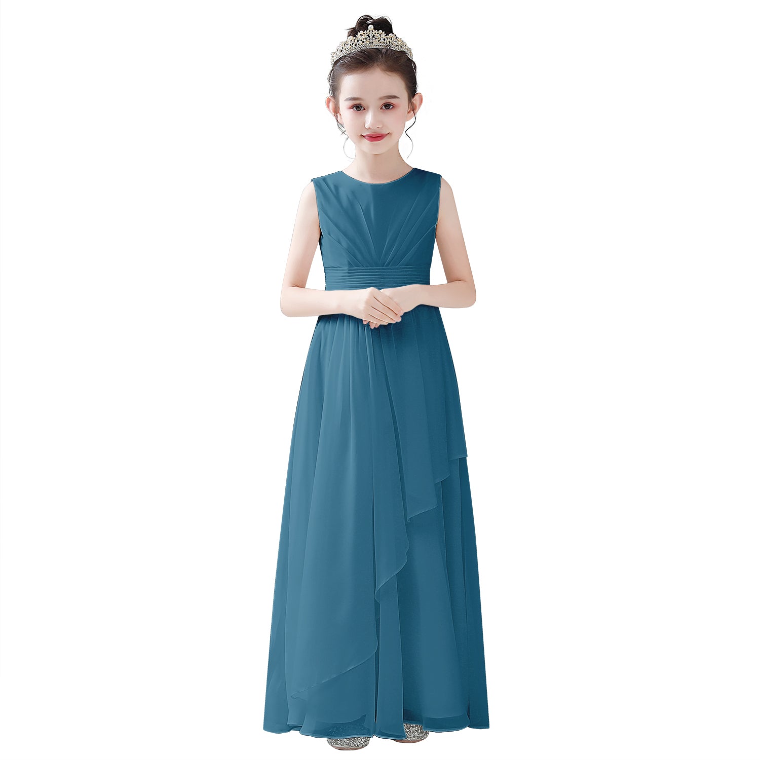 Dideyttawl Chiffon Junior Bridesmaid  Dress Girls Formal Gown for Girls