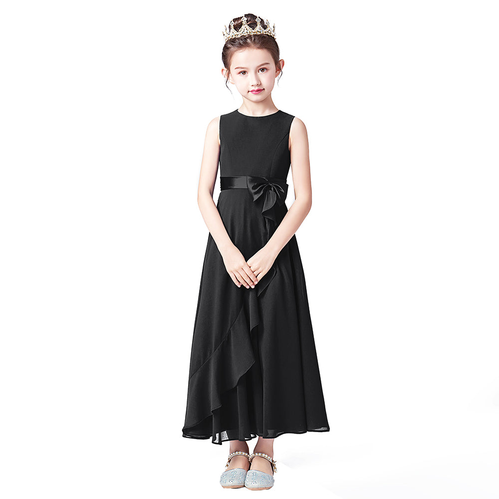Little GirlS Long Juniors Bridesmaid Dress Wedding Flower Girls Formal Party Pageant Dresses Chiffon Sleeveless Maxi Dress