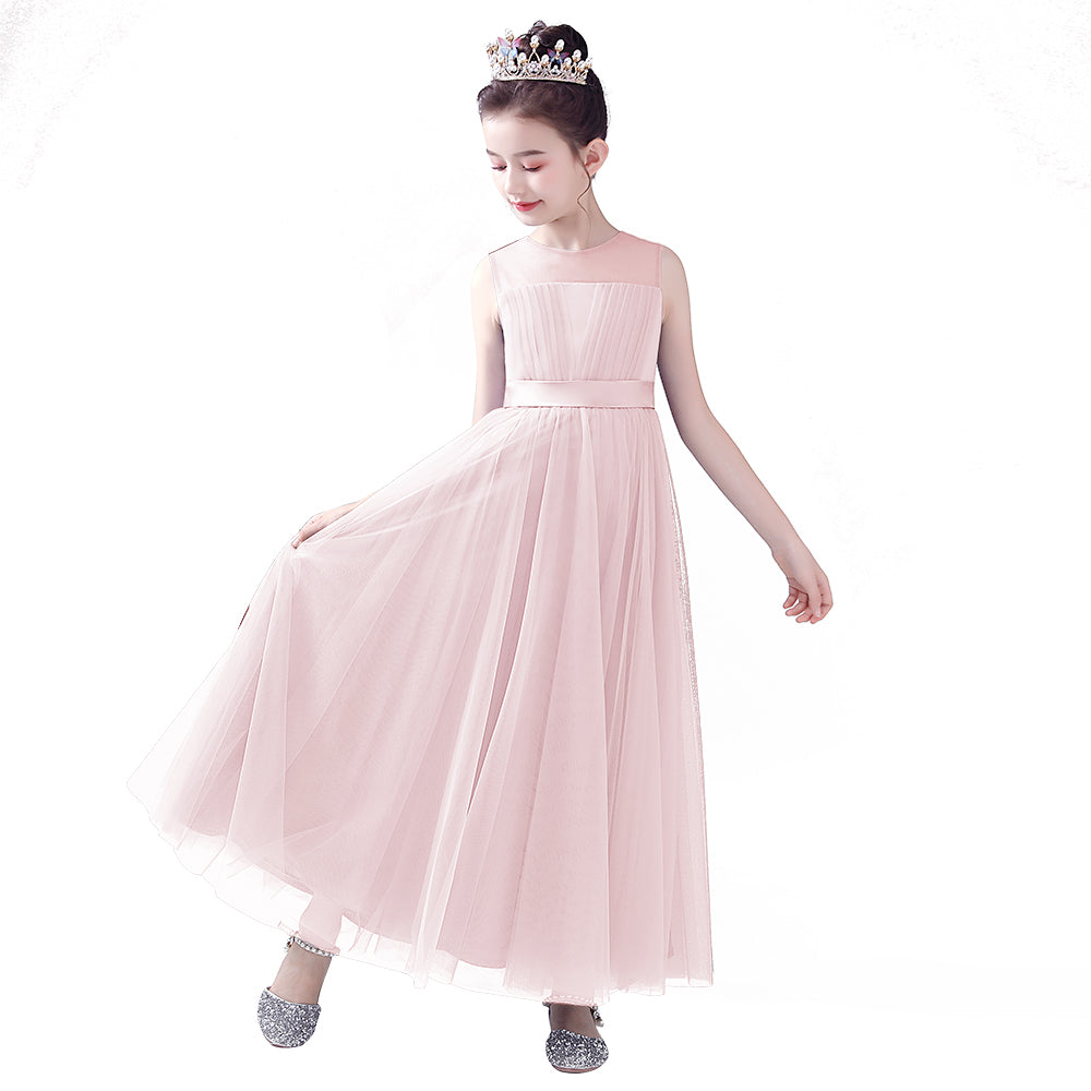 Dideyttawl Flower Girl Dresses Tulle Junior Bridesmaid Wedding Formal Kids Girls' Special Occasion Princess Dress Full Length, Blush Pink / Customize Dideyttawl Flower Girl Dresses Tulle Junior Bridesmaid Wedding Formal Kids Girls' Special Occasion Princess Dress Full Length, Blush Pink / Customize