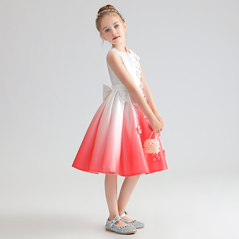 Round Neck Homecoming Dresses For Girls Teens Party Dress Satin Flower Girl Dresses Sleeveless